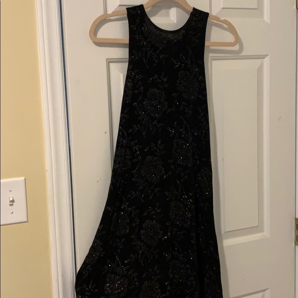 Black sequin glitter short midi dress